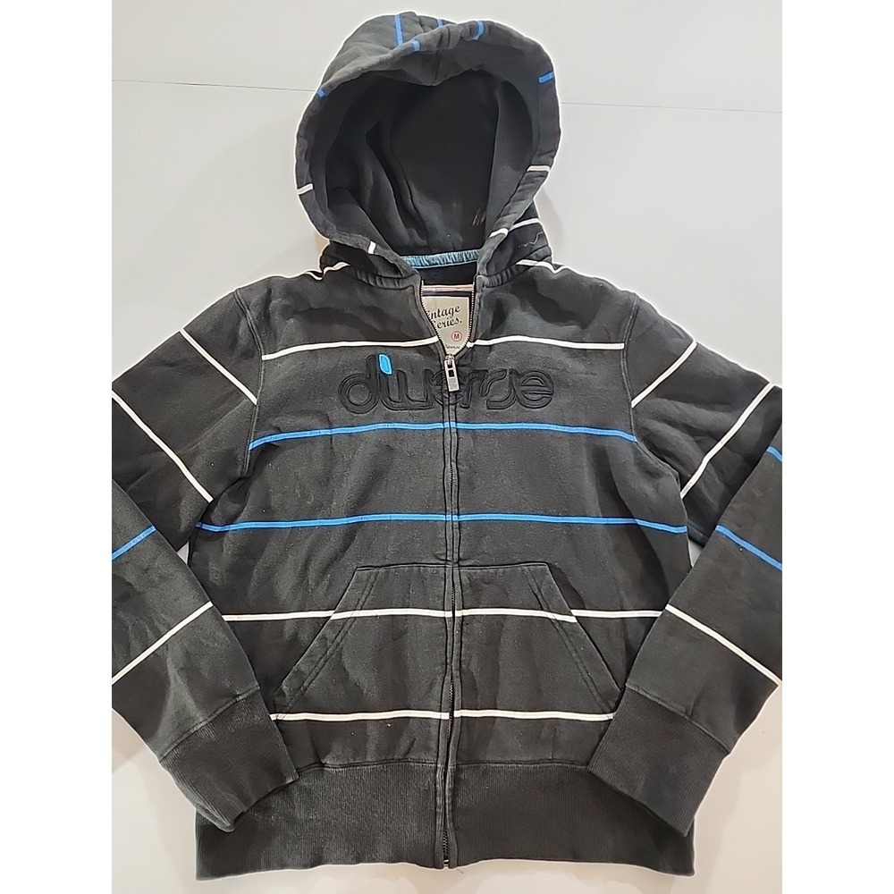 Vintage Diverse Hoodie High Performance Series 93 Y2K Full Zip Black Blue Medium